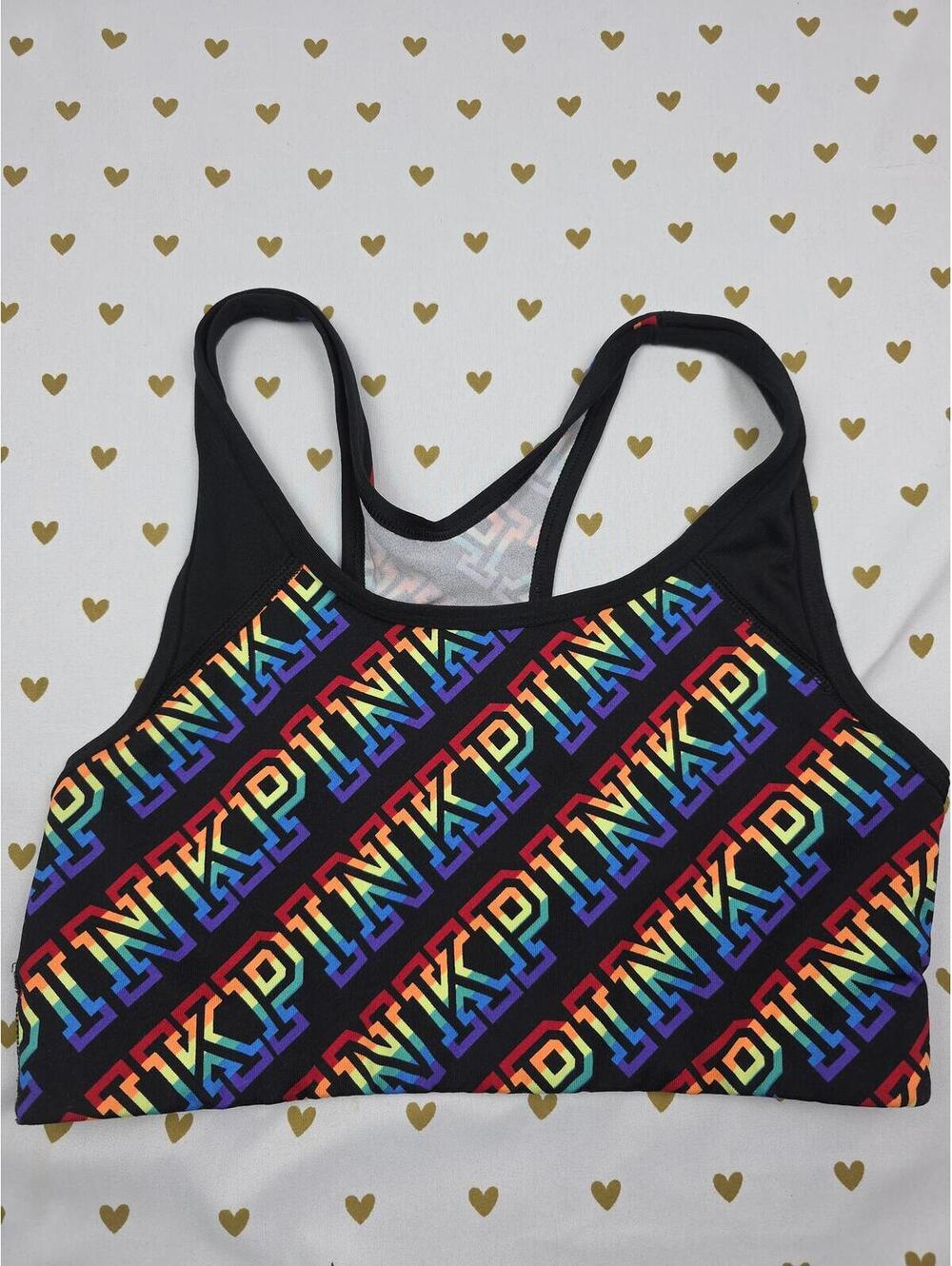 Victorias Secret Rainbow Sports Bra Active Tank Tops Exercise Support Ultimate S